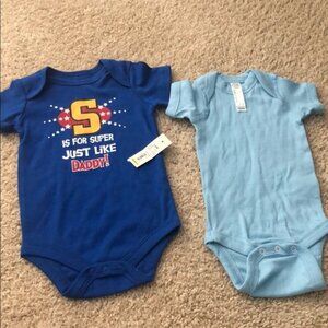 Lot of 2 Infant Baby Newborn NB Short Sleeve Onesie Onesies Bodysuits New!